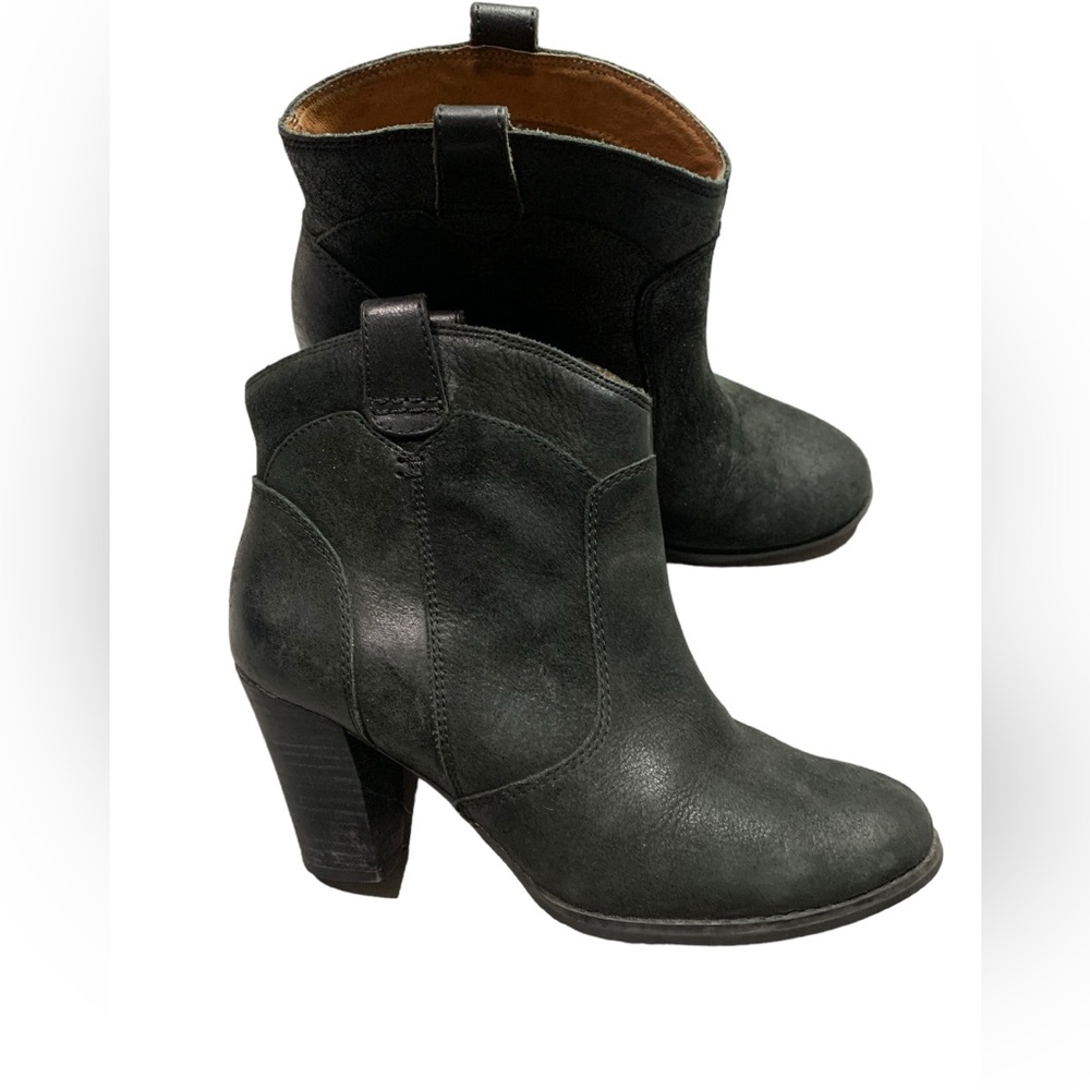INDIGO by CLARKS 63157 Black Leather High Heel Western Ankle Boots